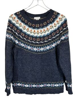WEATHERVANE women’s size 8 navy crewneck vintage fair aisle sweater wool blend